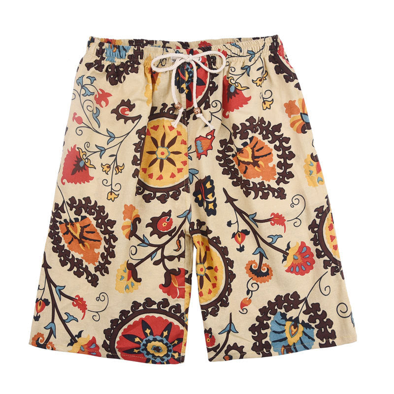 Nuevos pantalones cortos de verano para hombre de algodón y lino con estampado. Bermudas de playa de cinco puntos, estilo casual y deportivo, corte holgado, tejido ligero y fresco, disponibles en tallas grandes.