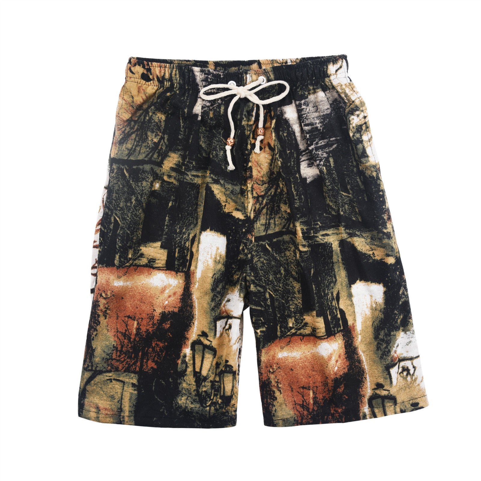 Nuevos pantalones cortos de verano para hombre de algodón y lino con estampado. Bermudas de playa de cinco puntos, estilo casual y deportivo, corte holgado, tejido ligero y fresco, disponibles en tallas grandes.