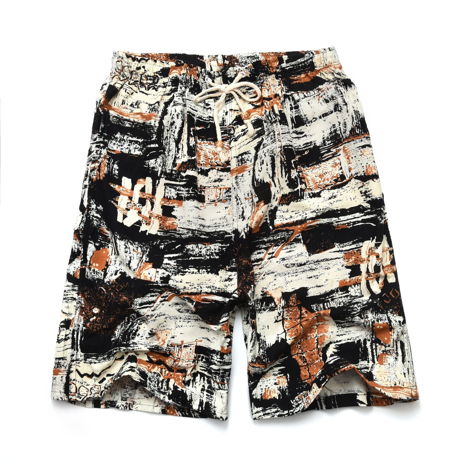 Nuevos pantalones cortos de verano para hombre de algodón y lino con estampado. Bermudas de playa de cinco puntos, estilo casual y deportivo, corte holgado, tejido ligero y fresco, disponibles en tallas grandes.