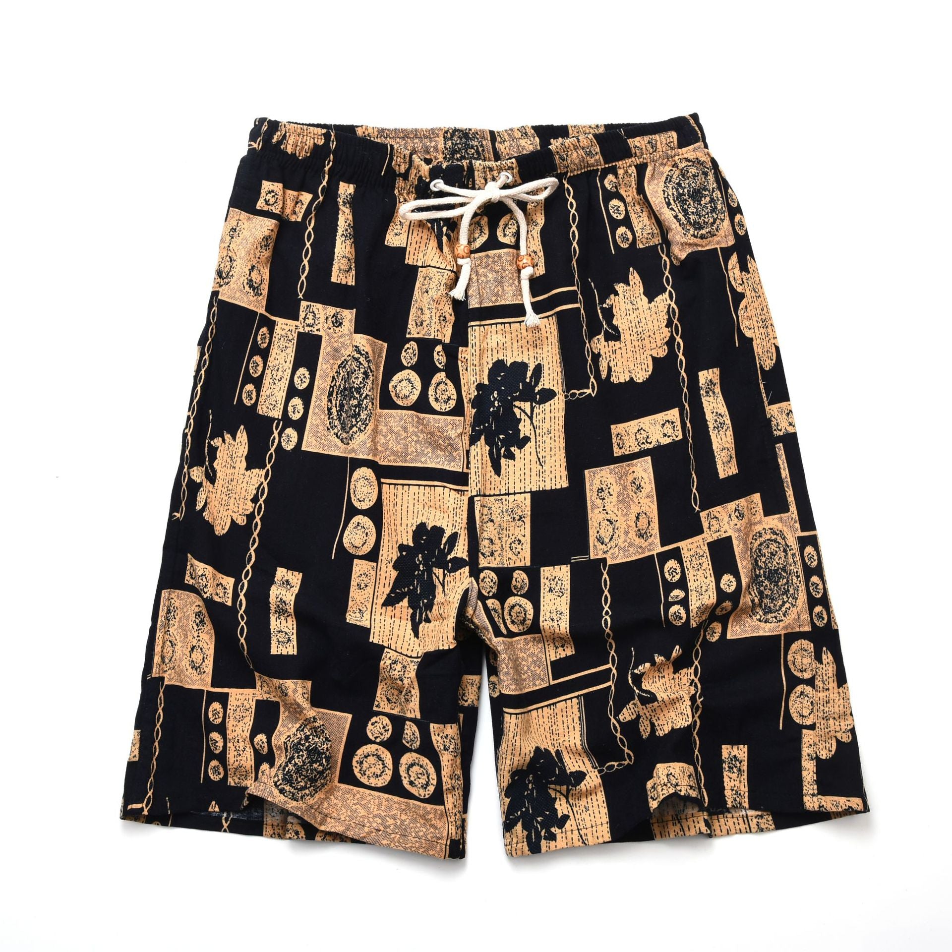 Nuevos pantalones cortos de verano para hombre de algodón y lino con estampado. Bermudas de playa de cinco puntos, estilo casual y deportivo, corte holgado, tejido ligero y fresco, disponibles en tallas grandes.