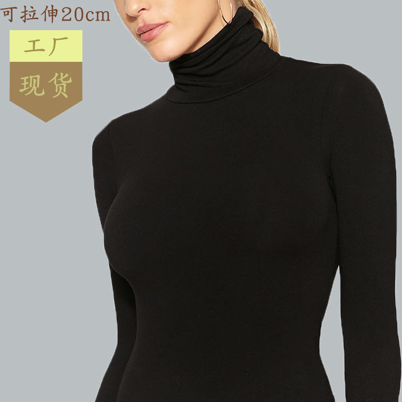 Body femenino básico para otoño e invierno 2025. Diseño sencillo de estilo europeo y americano, con cuello alto, manga larga y corte ajustado, ideal como prenda base.