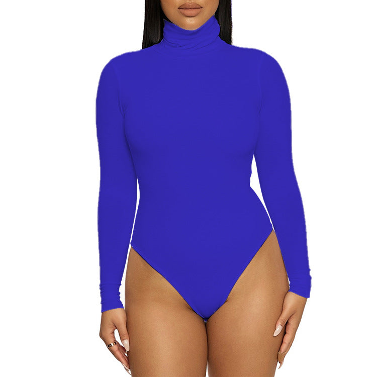Body femenino básico para otoño e invierno 2025. Diseño sencillo de estilo europeo y americano, con cuello alto, manga larga y corte ajustado, ideal como prenda base.