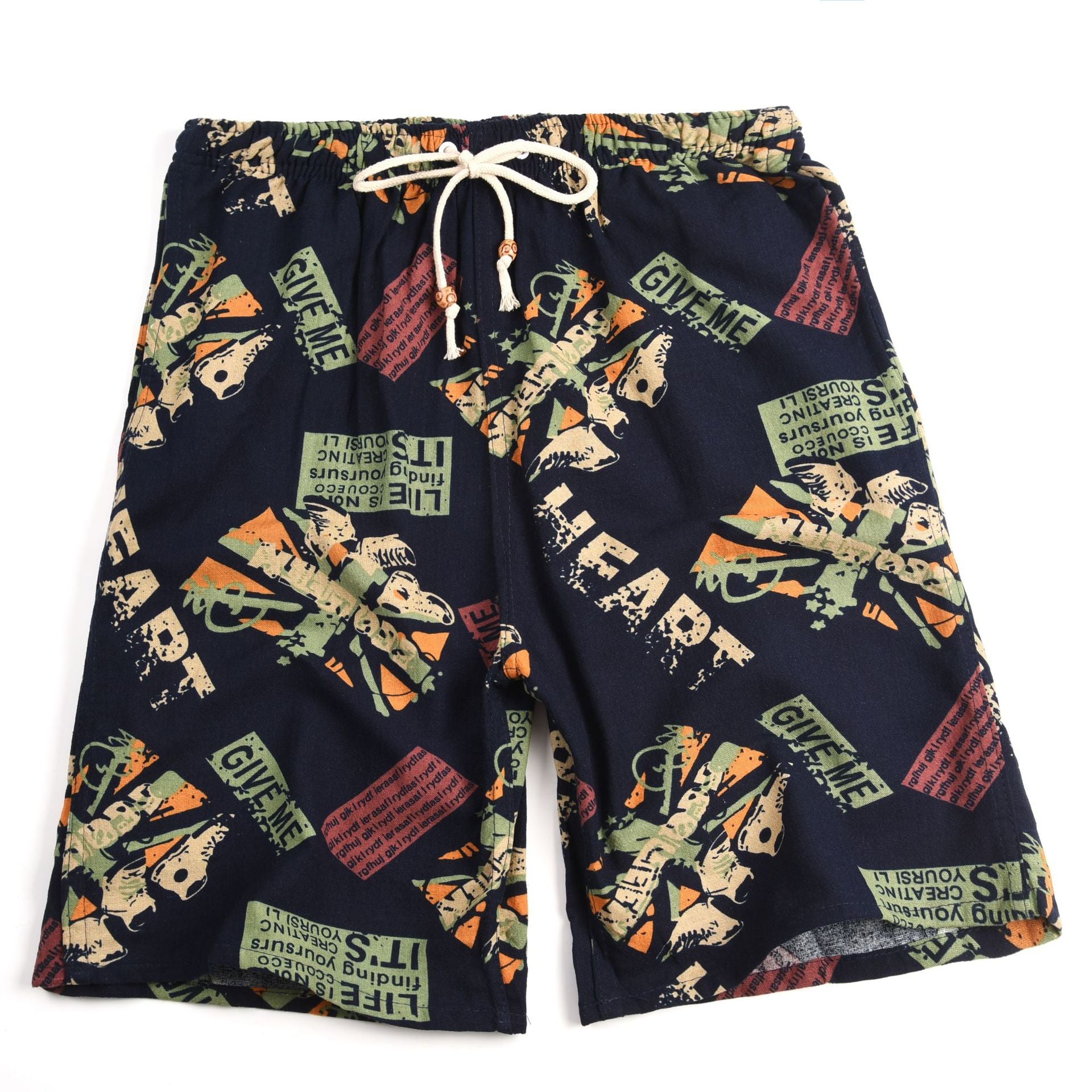 Nuevos pantalones cortos de verano para hombre de algodón y lino con estampado. Bermudas de playa de cinco puntos, estilo casual y deportivo, corte holgado, tejido ligero y fresco, disponibles en tallas grandes.