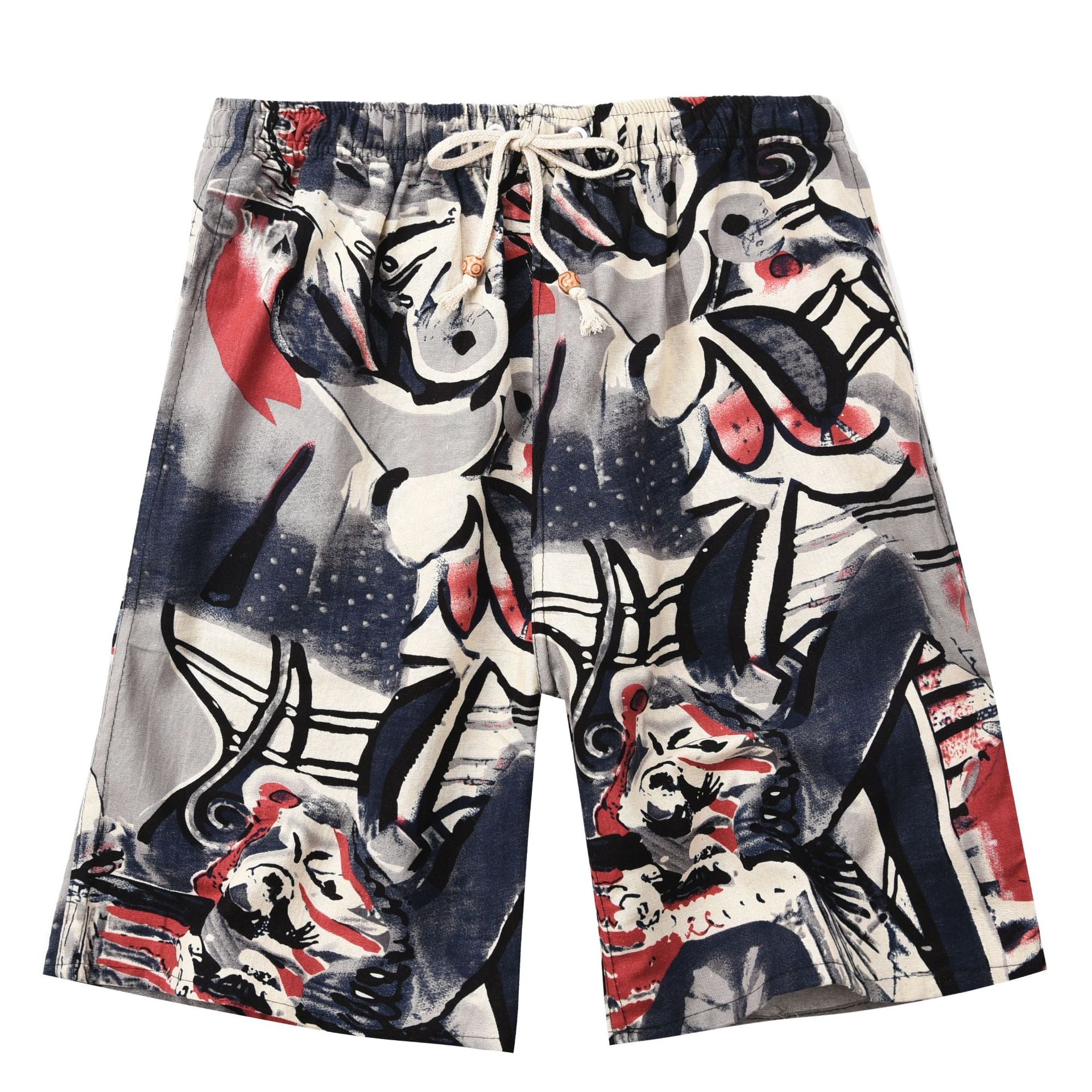 Nuevos pantalones cortos de verano para hombre de algodón y lino con estampado. Bermudas de playa de cinco puntos, estilo casual y deportivo, corte holgado, tejido ligero y fresco, disponibles en tallas grandes.