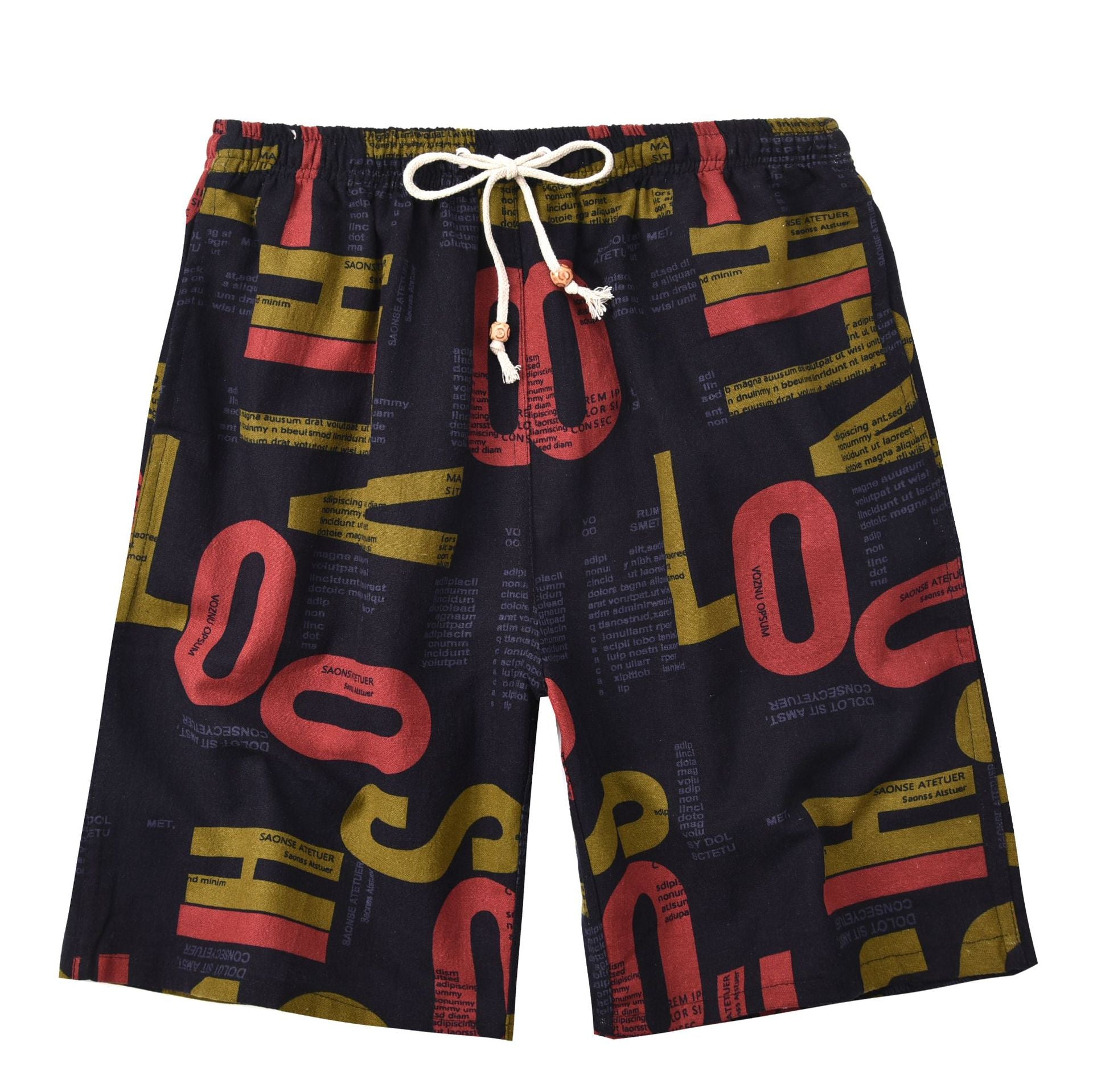 Nuevos pantalones cortos de verano para hombre de algodón y lino con estampado. Bermudas de playa de cinco puntos, estilo casual y deportivo, corte holgado, tejido ligero y fresco, disponibles en tallas grandes.