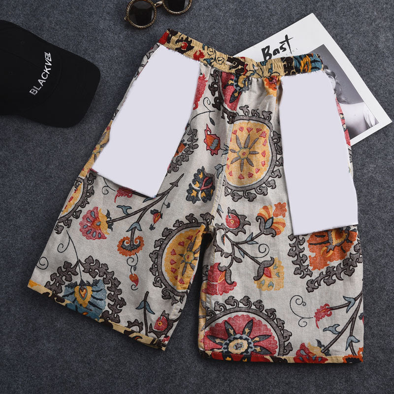 Nuevos pantalones cortos de verano para hombre de algodón y lino con estampado. Bermudas de playa de cinco puntos, estilo casual y deportivo, corte holgado, tejido ligero y fresco, disponibles en tallas grandes.