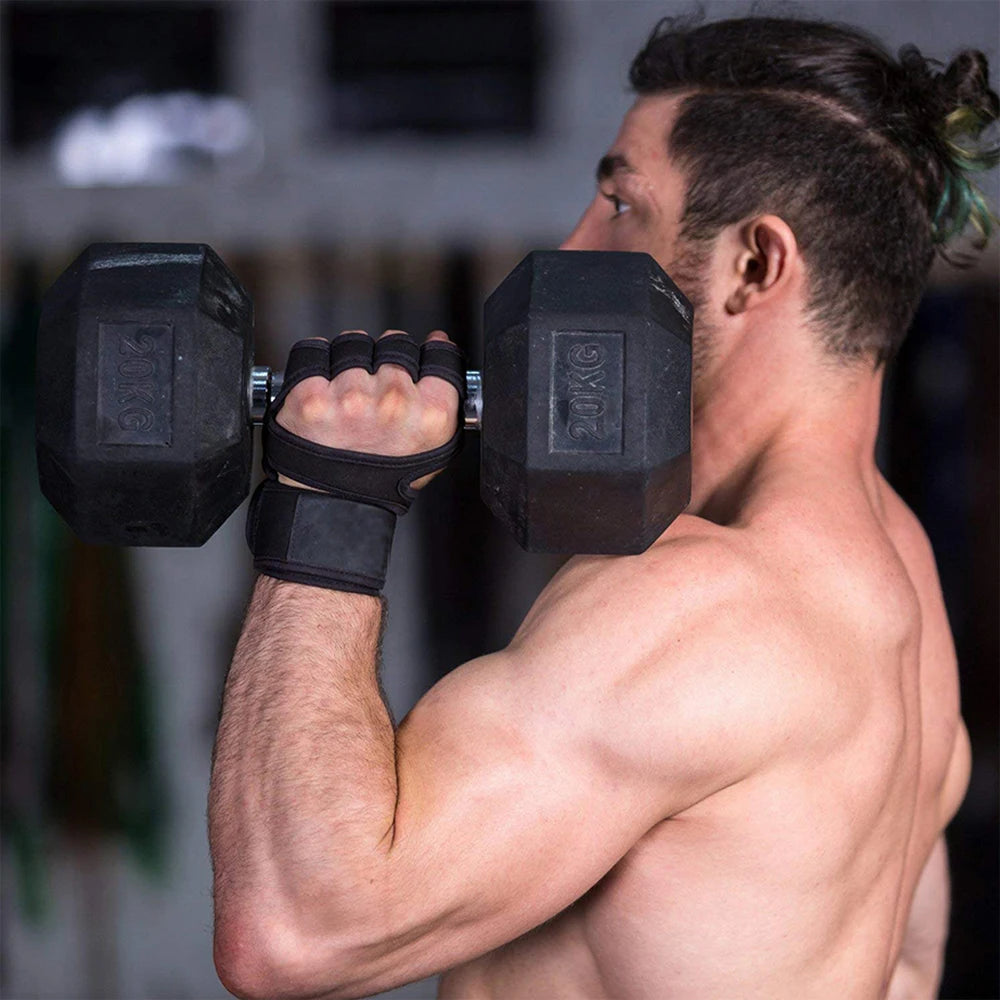 Guantes deportivos de entrenamiento para hombres y mujeres, ideales para fitness, musculación, levantamiento de pesas y gimnasio. Protegen las manos, muñecas y palmas durante el ejercicio.