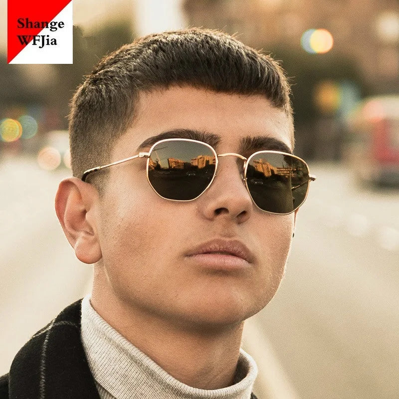 Gafas de sol hexagonales 2024 para hombre y mujer, estilo de marca. Ideales para conducir, uso diario y actividades al aire libre. Lentes modernos con protección UV400, elegantes y resistentes.