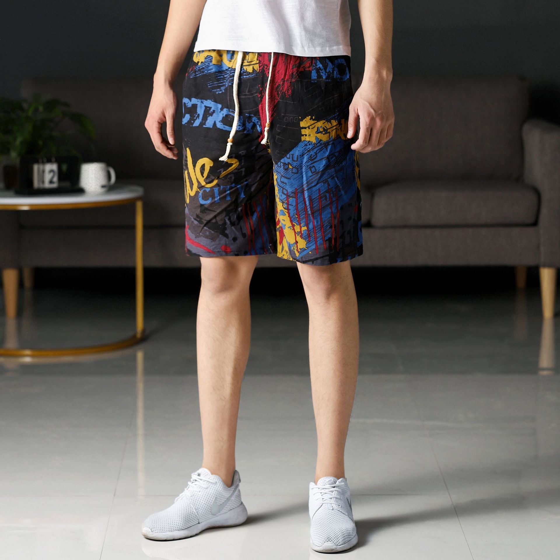 Nuevos pantalones cortos de verano para hombre de algodón y lino con estampado. Bermudas de playa de cinco puntos, estilo casual y deportivo, corte holgado, tejido ligero y fresco, disponibles en tallas grandes.