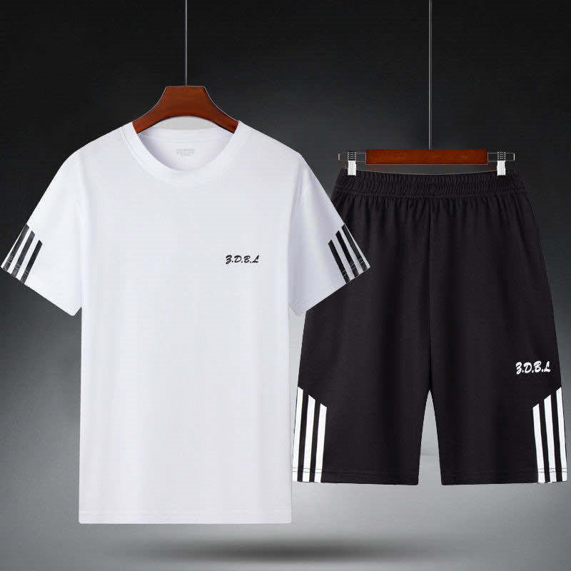 Conjunto deportivo para hombre de fitness, camiseta de manga corta y pantalón corto. Ropa holgada de secado rápido, ideal para entrenamiento de baloncesto, running y otras actividades deportivas.