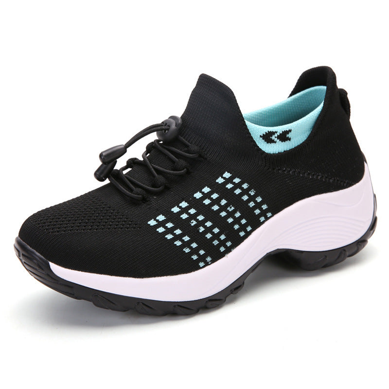 Nuevas zapatillas deportivas para mujer 2025. Diseño de punto Flyknit con malla transpirable, estilo moderno tipo calcetín, cómodas y ligeras. Zapatillas tipo “Mom Shoes” de tendencia, disponibles en tallas grandes.