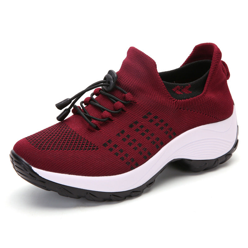 Nuevas zapatillas deportivas para mujer 2025. Diseño de punto Flyknit con malla transpirable, estilo moderno tipo calcetín, cómodas y ligeras. Zapatillas tipo “Mom Shoes” de tendencia, disponibles en tallas grandes.