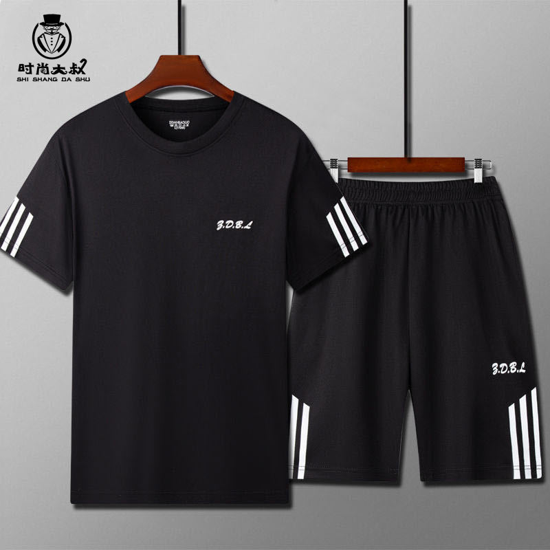Conjunto deportivo para hombre de fitness, camiseta de manga corta y pantalón corto. Ropa holgada de secado rápido, ideal para entrenamiento de baloncesto, running y otras actividades deportivas.