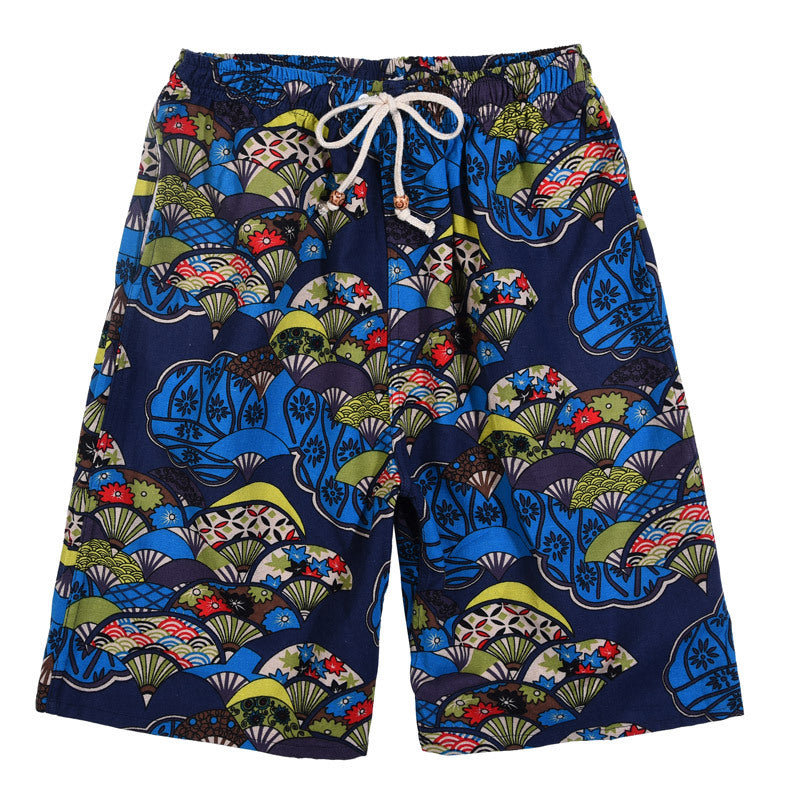 Nuevos pantalones cortos de verano para hombre de algodón y lino con estampado. Bermudas de playa de cinco puntos, estilo casual y deportivo, corte holgado, tejido ligero y fresco, disponibles en tallas grandes.