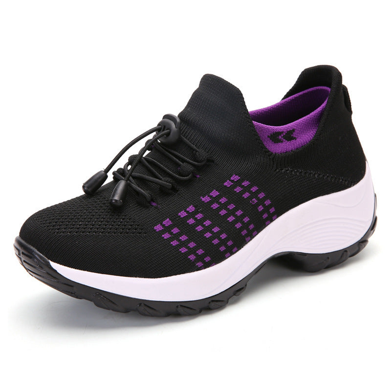 Nuevas zapatillas deportivas para mujer 2025. Diseño de punto Flyknit con malla transpirable, estilo moderno tipo calcetín, cómodas y ligeras. Zapatillas tipo “Mom Shoes” de tendencia, disponibles en tallas grandes.