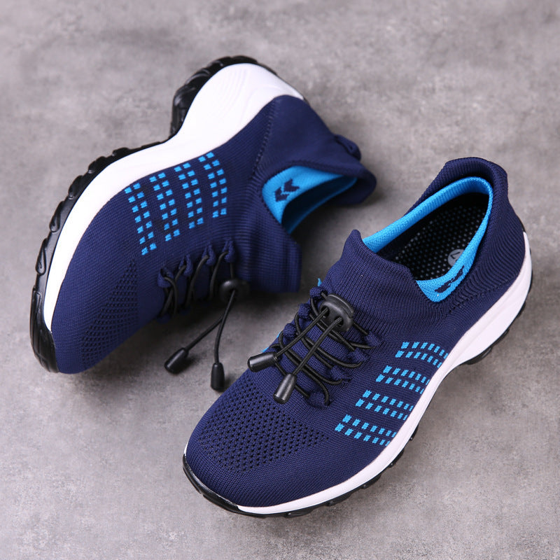 Nuevas zapatillas deportivas para mujer 2025. Diseño de punto Flyknit con malla transpirable, estilo moderno tipo calcetín, cómodas y ligeras. Zapatillas tipo “Mom Shoes” de tendencia, disponibles en tallas grandes.