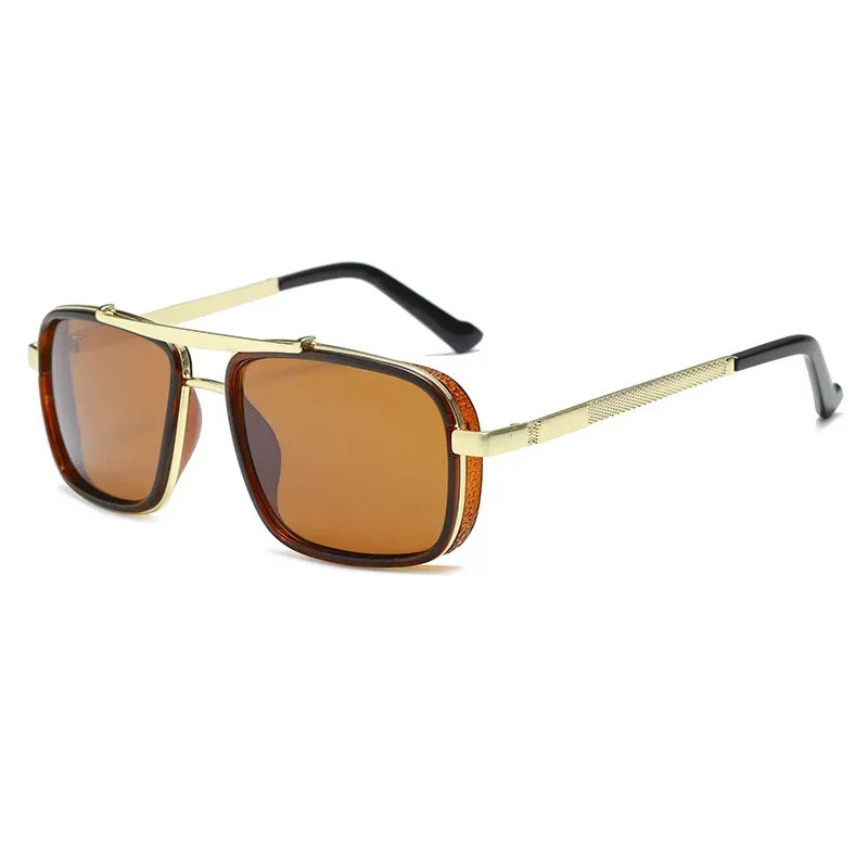 Nuevas gafas de sol cuadradas estilo steampunk vintage para hombre. Ideales para conducir, viajar y disfrutar del verano. Lentes con protección UV400, modernas, elegantes y resistentes.