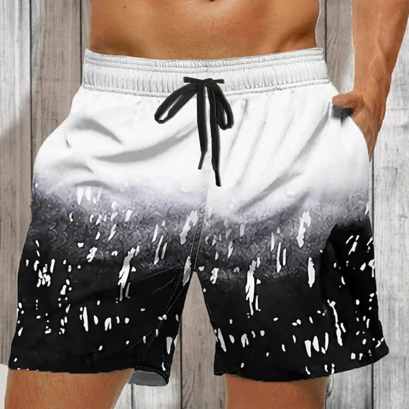 Bañador tipo short para hombre con diseño degradado colorido, estampado geométrico 3D, ideal para playa y verano. Short casual de secado rápido, deportivo, holgado y perfecto para surf.