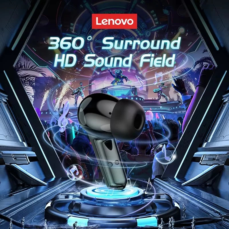Auriculares inalámbricos Lenovo GM2 Pro con Bluetooth 5.3, modo dual para juegos y música, baja latencia, diseño deportivo intrauditivo, micrófono integrado y sonido de alta calidad. Ideales como regalo.