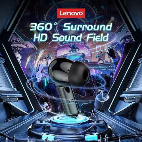Auriculares inalámbricos Lenovo GM2 Pro con Bluetooth 5.3, modo dual para juegos y música, baja latencia, diseño deportivo intrauditivo, micrófono integrado y sonido de alta calidad. Ideales como regalo.