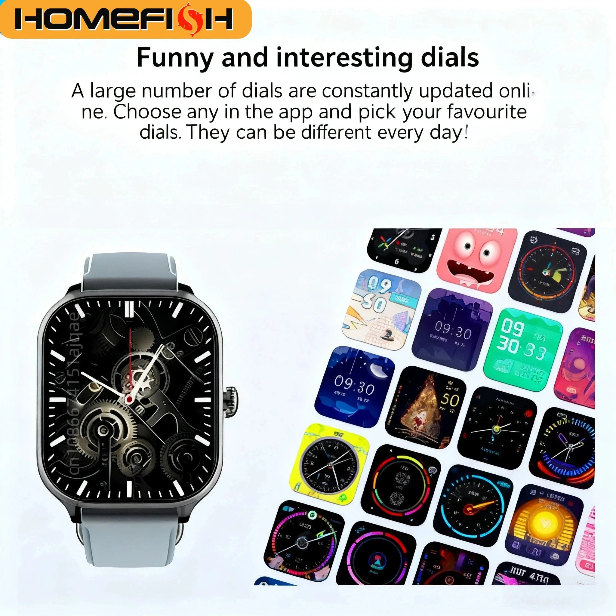 Reloj inteligente HOMEFISH H9 con llamadas por Bluetooth, control remoto para tomar fotografías, monitoreo del sueño, múltiples modos deportivos, medición de la frecuencia cardíaca y monitoreo del oxígeno en sangre.