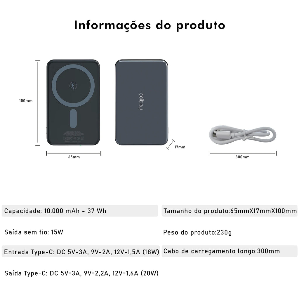 Batería externa magnética, cargador portátil, power bank recargable, batería portátil de alta capacidad y batería externa para cargar dispositivos móviles en cualquier lugar.