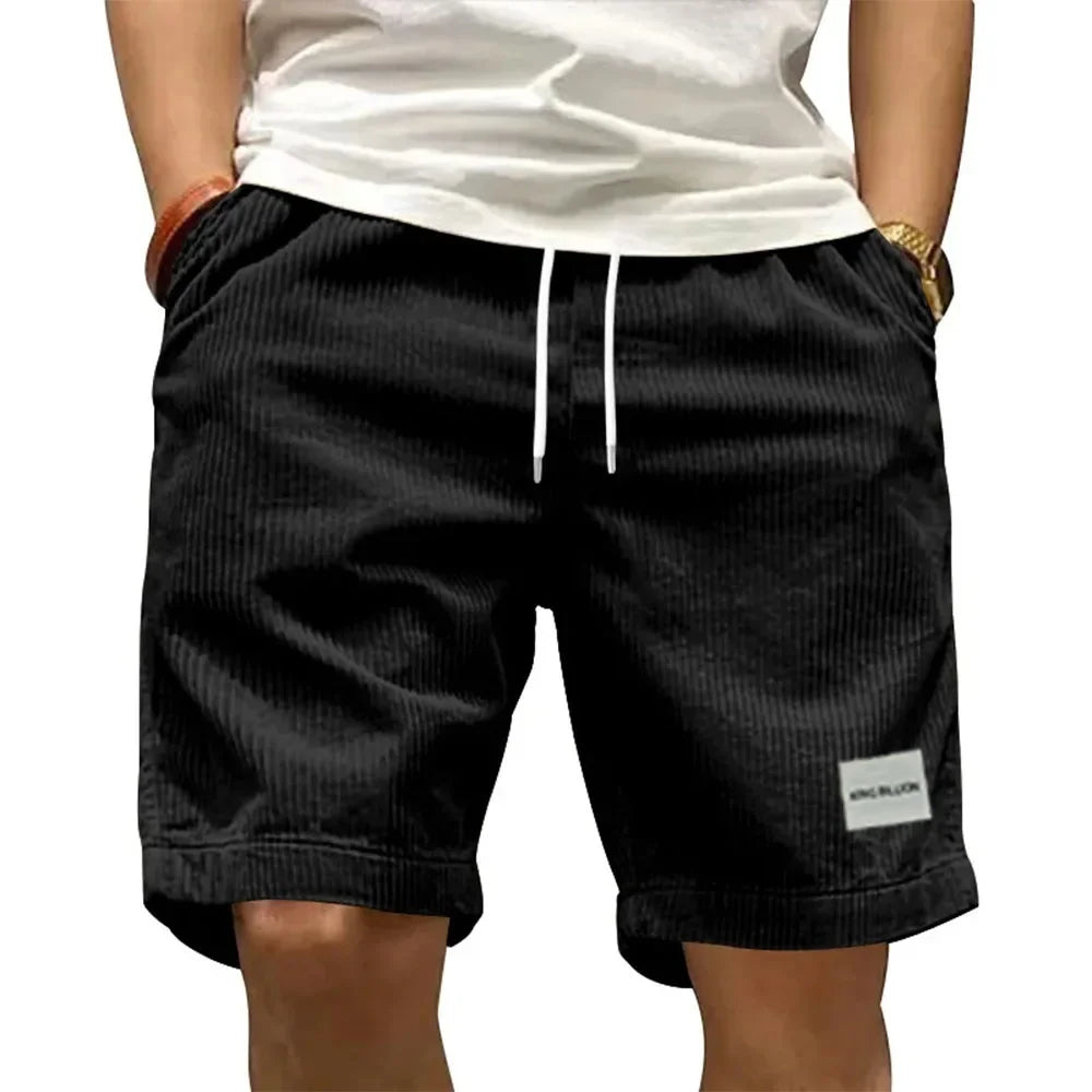 Pantalones cortos cargo vintage para hombre – estilo veraniego moderno retro de pana, shorts casuales de color sólido para hombre, pantalones deportivos transpirables tipo sudadera.