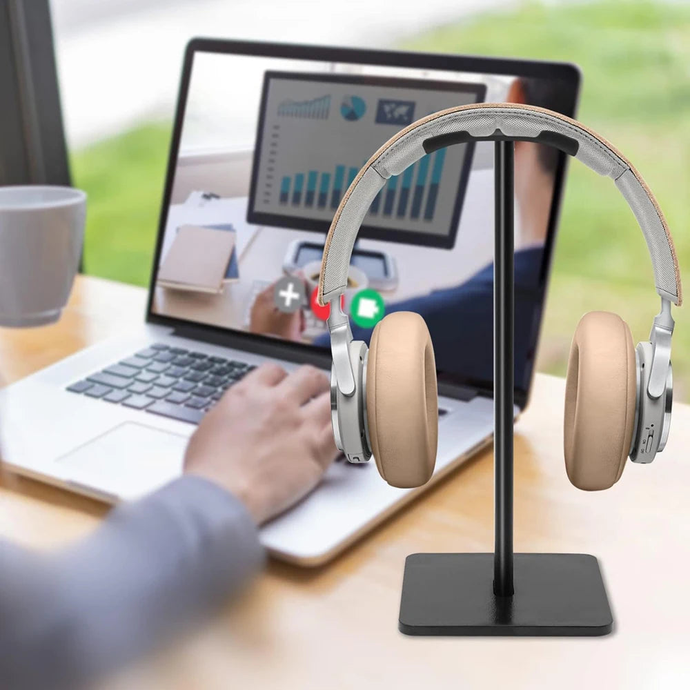 Nuevo soporte para auriculares en color blanco y negro, desmontable, ideal para computadoras y equipos de videojuegos. Base universal de escritorio para almacenar y exhibir audífonos de forma práctica y organizada.