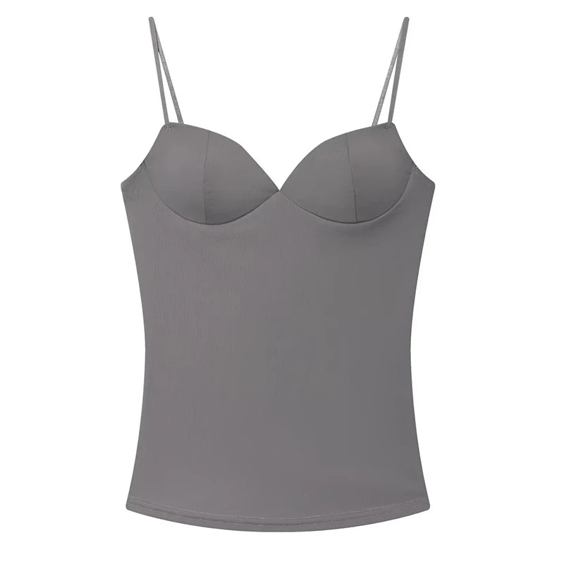 Top tipo corsé corto para mujer. Sin mangas, con tirantes y diseño ajustado tipo bodycon. Disponible en negro y marrón, con estilo bustier y espalda descubierta. Sexy, moderno y ideal para looks de verano o streetwear.