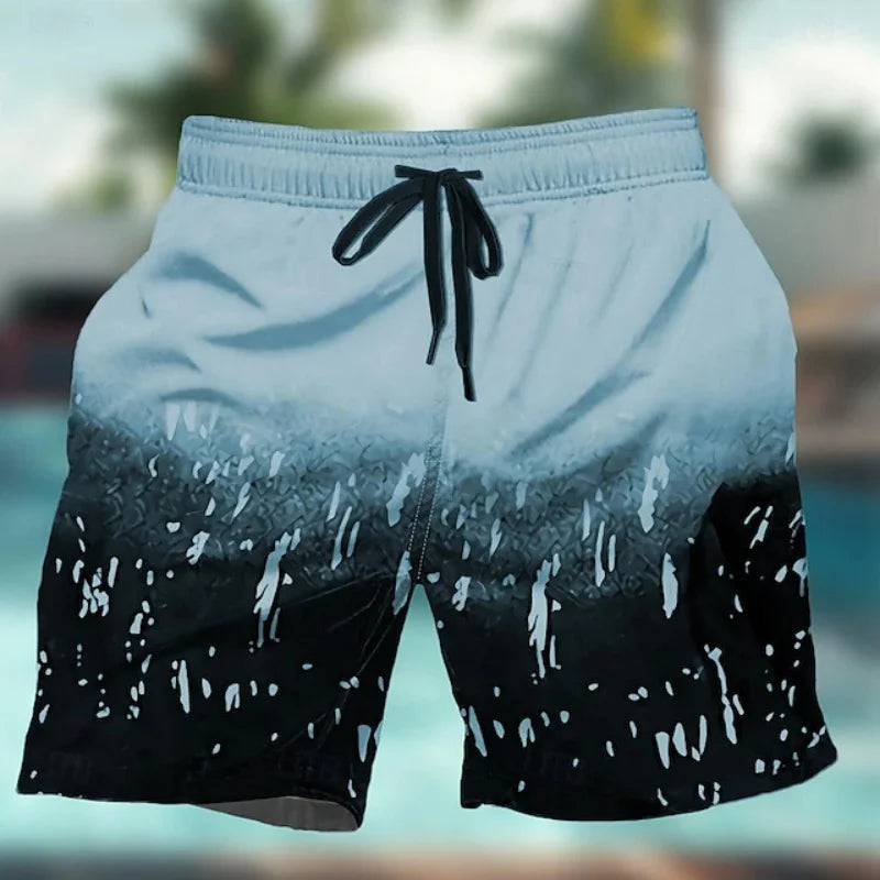 Bañador tipo short para hombre con diseño degradado colorido, estampado geométrico 3D, ideal para playa y verano. Short casual de secado rápido, deportivo, holgado y perfecto para surf.