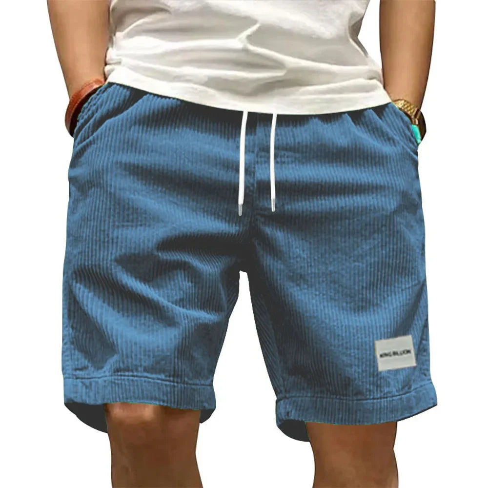 Pantalones cortos cargo vintage para hombre – estilo veraniego moderno retro de pana, shorts casuales de color sólido para hombre, pantalones deportivos transpirables tipo sudadera.