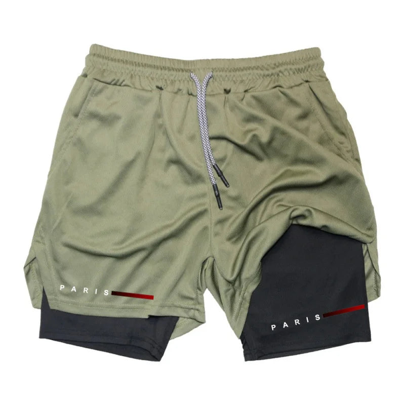 Pantalones cortos deportivos para hombre 2 en 1, de doble capa, ideales para correr, gimnasio, fitness, entrenamiento y jogging. Ropa deportiva cómoda y ligera para hombre.