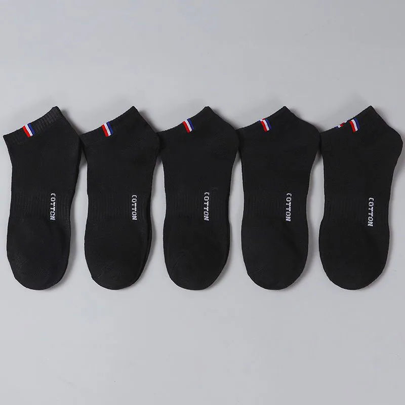 5 /10 pares 1 lote Calcetines de verano para Hombre tubo bajo fino transpirable blanco negro rayas regalo Calcetines tobilleros deportivos 1 paquete Calcetines Hombre