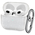 Funda de TPU suave con brillo y purpurina para auriculares, con llavero, compatible con AirPods Pro y AirPods de 1.ª, 2.ª, 3.ª y 4.ª generación (2024). Incluye accesorios de protección para el estuche.