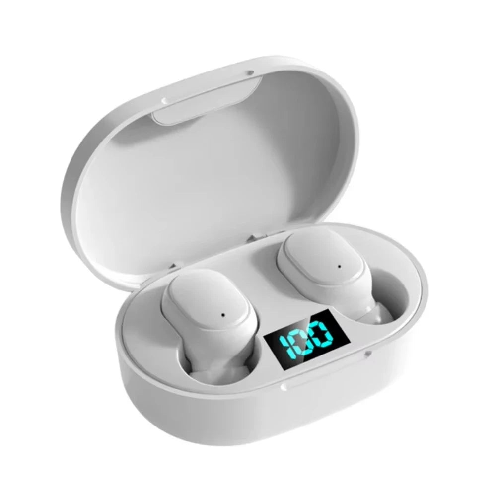 Auriculares inalámbricos Bluetooth TWS E6S con micrófono, cancelación de ruido, sonido de alta calidad y diseño deportivo. Ideales para música, llamadas y entrenamiento.