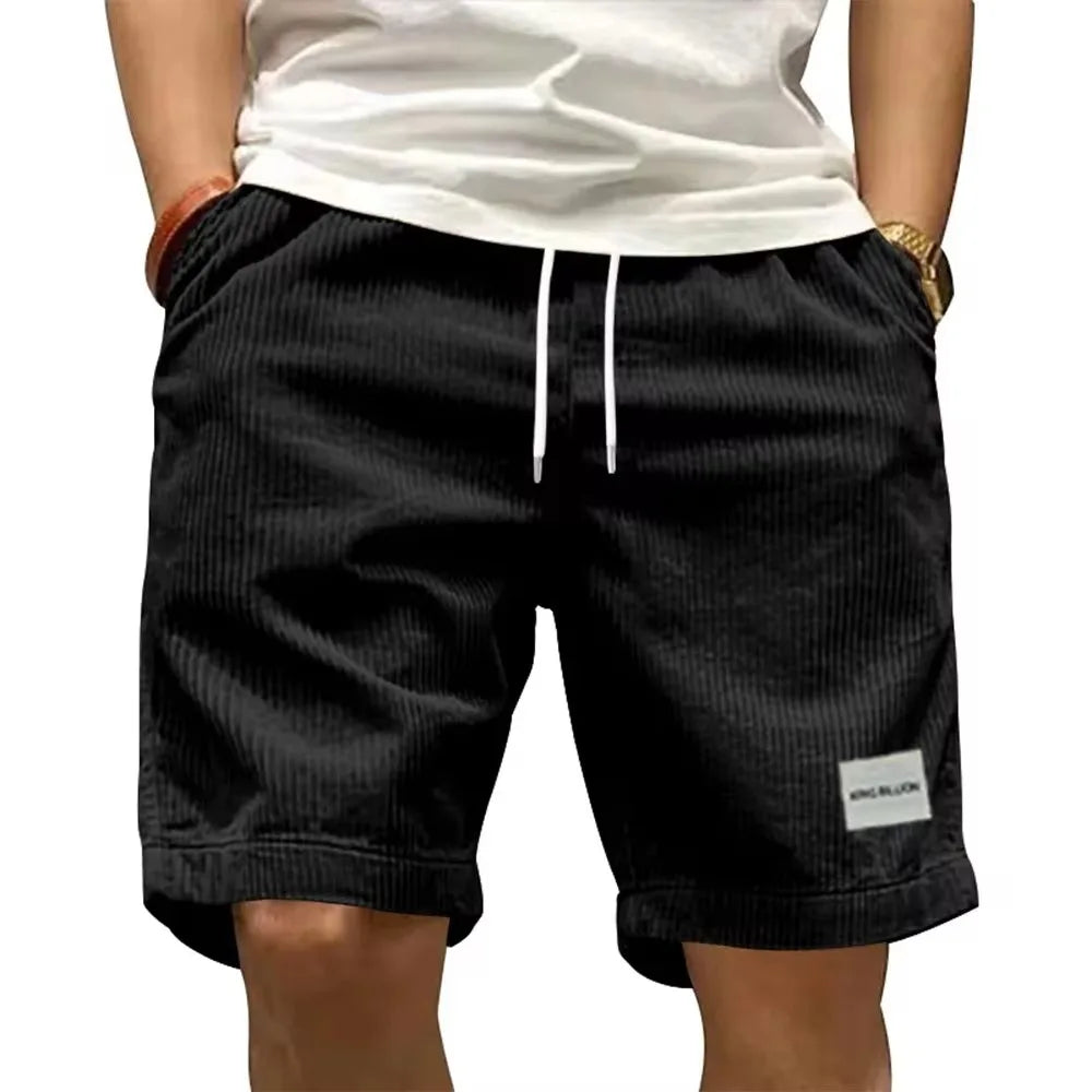 Pantalones cortos cargo vintage para hombre – estilo veraniego moderno retro de pana, shorts casuales de color sólido para hombre, pantalones deportivos transpirables tipo sudadera.