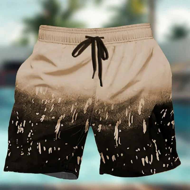 Bañador tipo short para hombre con diseño degradado colorido, estampado geométrico 3D, ideal para playa y verano. Short casual de secado rápido, deportivo, holgado y perfecto para surf.