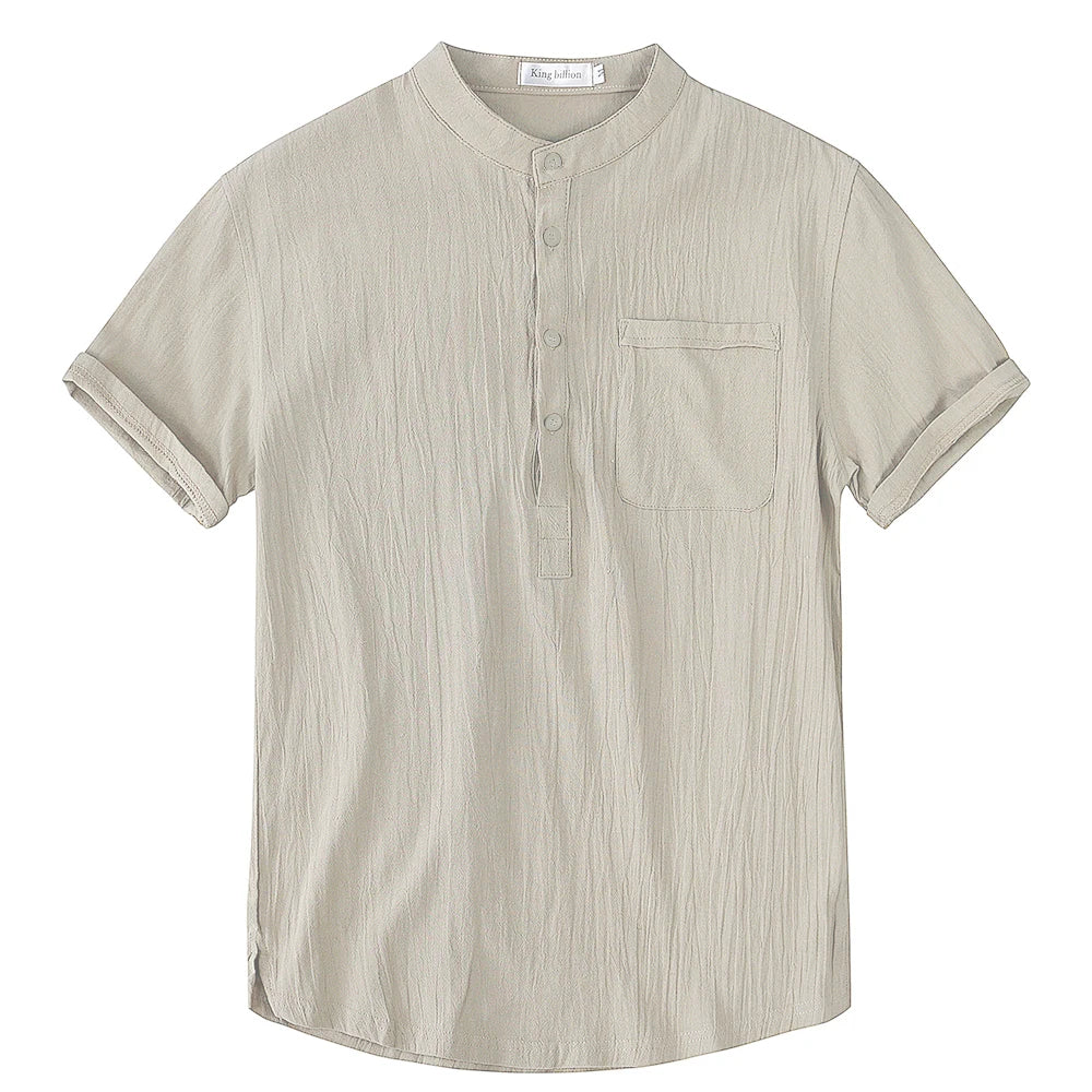 Nueva camiseta de manga corta para hombre, confeccionada en mezcla de algodón y lino. Diseño casual, ligero y transpirable, ideal para el verano. Cómoda y fresca para el uso diario, disponible en tallas de la S a la 3XL.