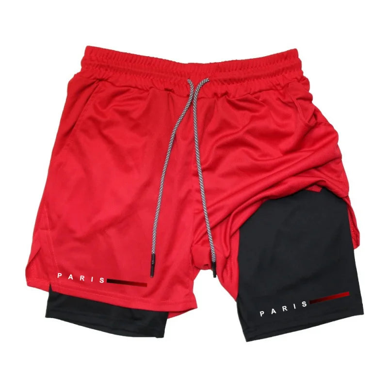 Pantalones cortos deportivos para hombre 2 en 1, de doble capa, ideales para correr, gimnasio, fitness, entrenamiento y jogging. Ropa deportiva cómoda y ligera para hombre.