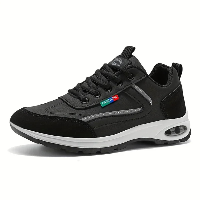 Zapatillas deportivas modernas para hombre, ligeras y transpirables, con suela antideslizante, detalles en ante, ideales para actividades al aire libre y para el uso diario.