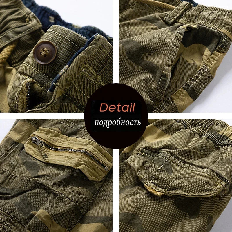Nuevos pantalones cortos cargo de algodón para hombre, verano 2025, diseño camuflado, estilo casual tipo bermuda, ideales para la playa, uso diario o estilo jogger. Prenda masculina de tendencia