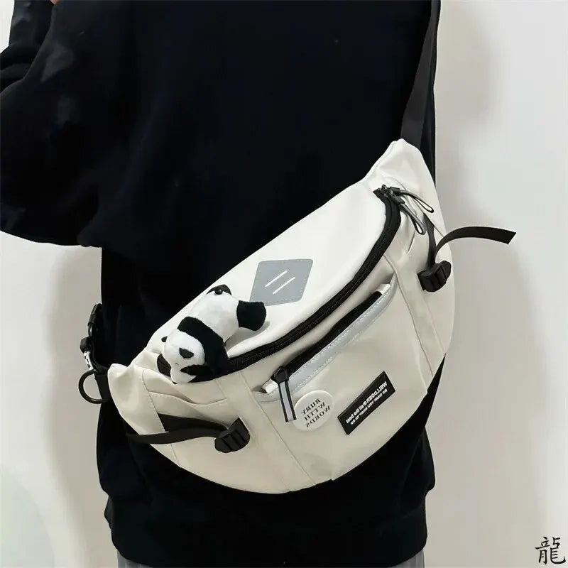 Bolso de pecho reflectante estilo Harajuku japonés para mujer y hombre, riñonera tipo collage para estudiantes, bolso bandolera, cartera y bolso de mano.