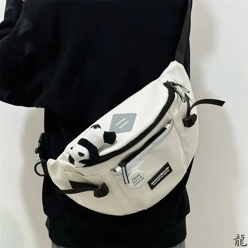 Bolso de pecho reflectante estilo Harajuku japonés para mujer y hombre, riñonera tipo collage para estudiantes, bolso bandolera, cartera y bolso de mano.
