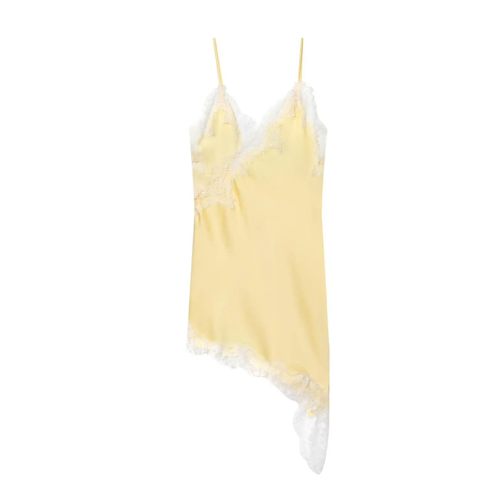 Vestido lencero de encaje para mujer 2025. Vestido corto negro con espalda descubierta y diseño asimétrico, ideal para fiestas. Con acabado satinado y estilo sexy, perfecto para el verano.
