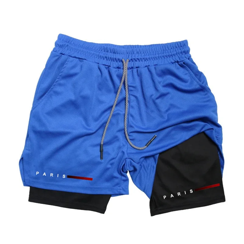 Pantalones cortos deportivos para hombre 2 en 1, de doble capa, ideales para correr, gimnasio, fitness, entrenamiento y jogging. Ropa deportiva cómoda y ligera para hombre.