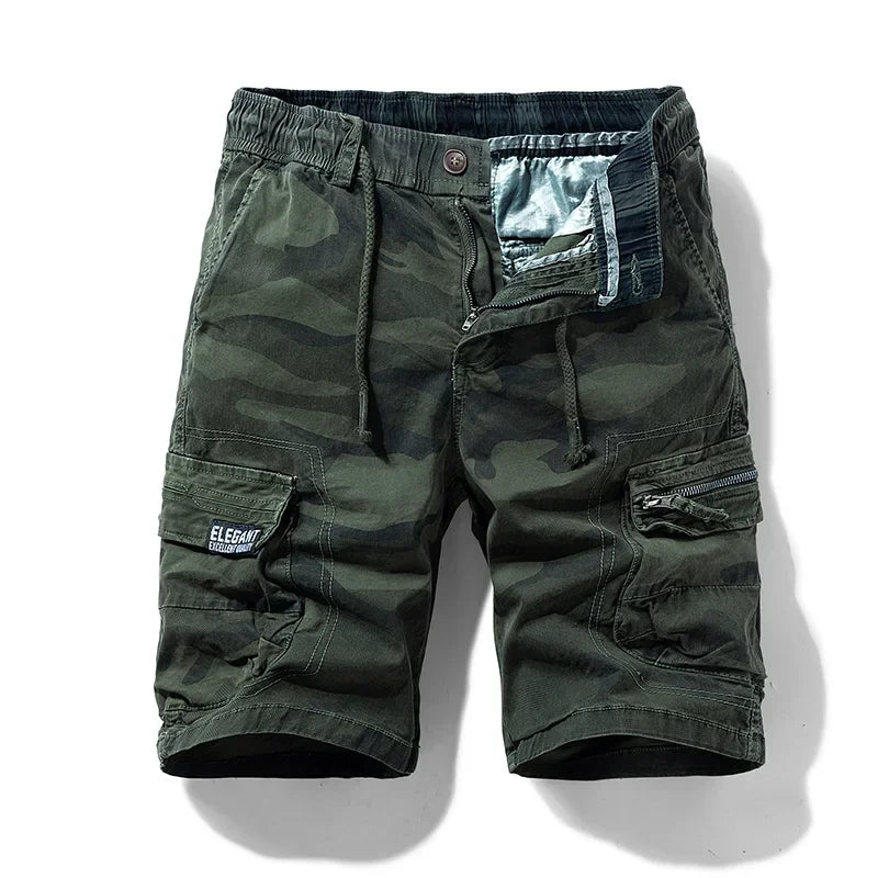 Nuevos pantalones cortos cargo de algodón para hombre, verano 2025, diseño camuflado, estilo casual tipo bermuda, ideales para la playa, uso diario o estilo jogger. Prenda masculina de tendencia