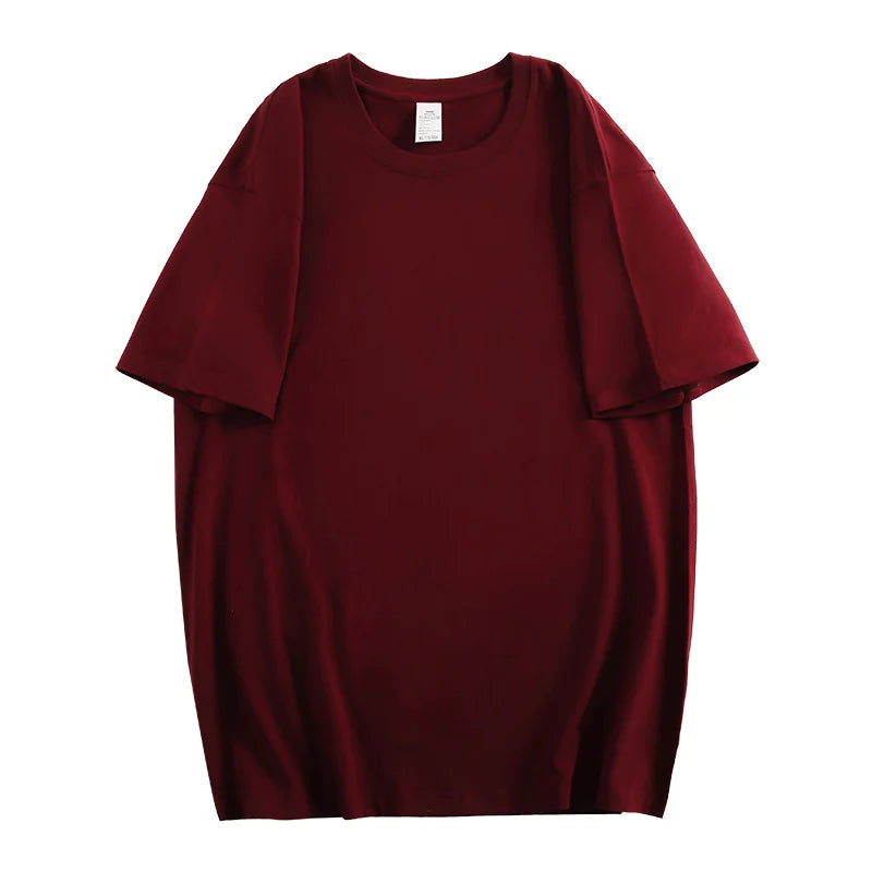 Camiseta unisex 100% algodón con media manga, estilo holgado para verano. Camiseta básica casual de manga corta, cuello redondo y color sólido.