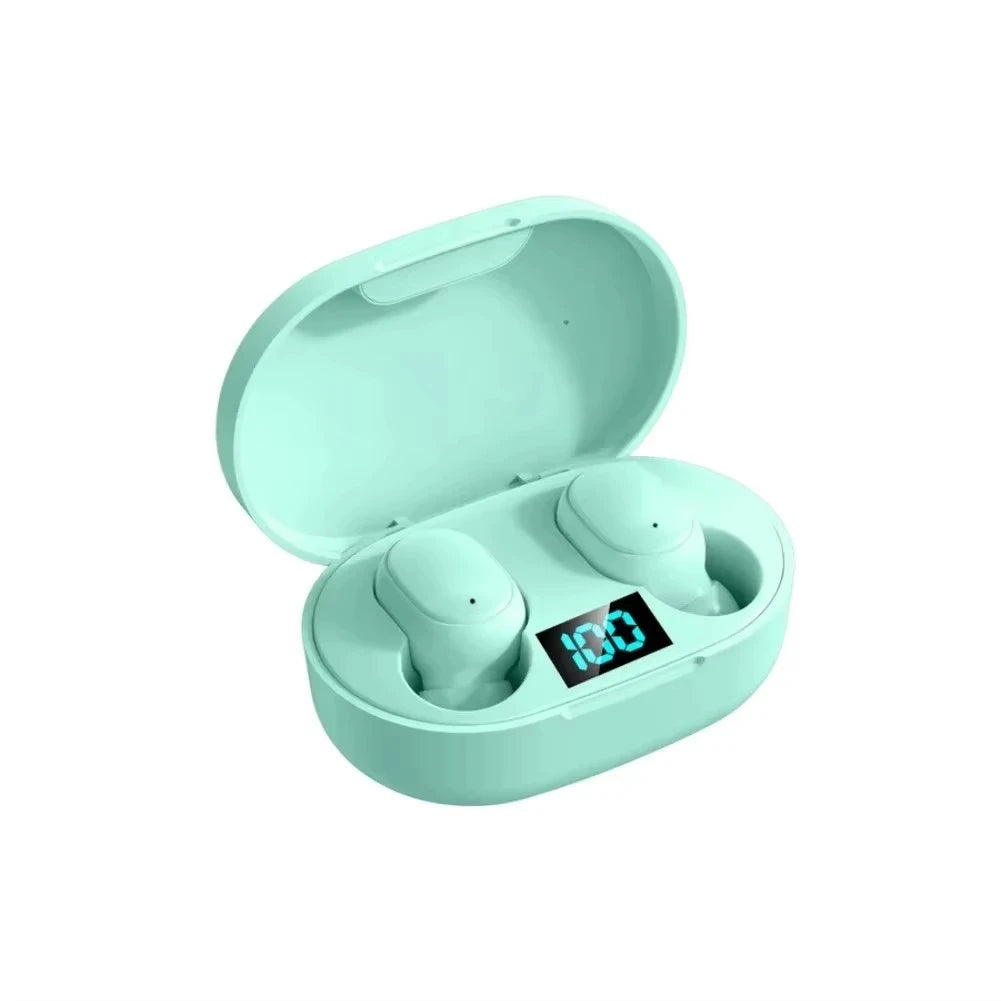 Auriculares inalámbricos Bluetooth TWS E6S con micrófono, cancelación de ruido, sonido de alta calidad y diseño deportivo. Ideales para música, llamadas y entrenamiento.