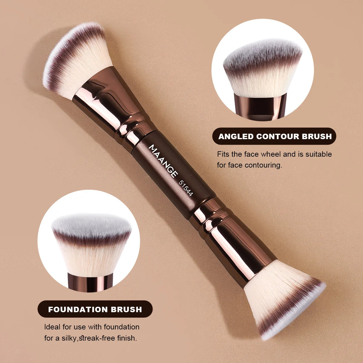MAANGE Set de 5 brochas de maquillaje: incluye brochas para base, rubor, corrector y sombras de ojos. Kit multifuncional de brochas profesionales para maquillaje.