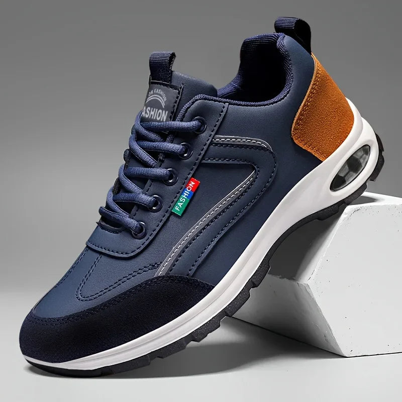Zapatillas deportivas modernas para hombre, ligeras y transpirables, con suela antideslizante, detalles en ante, ideales para actividades al aire libre y para el uso diario.